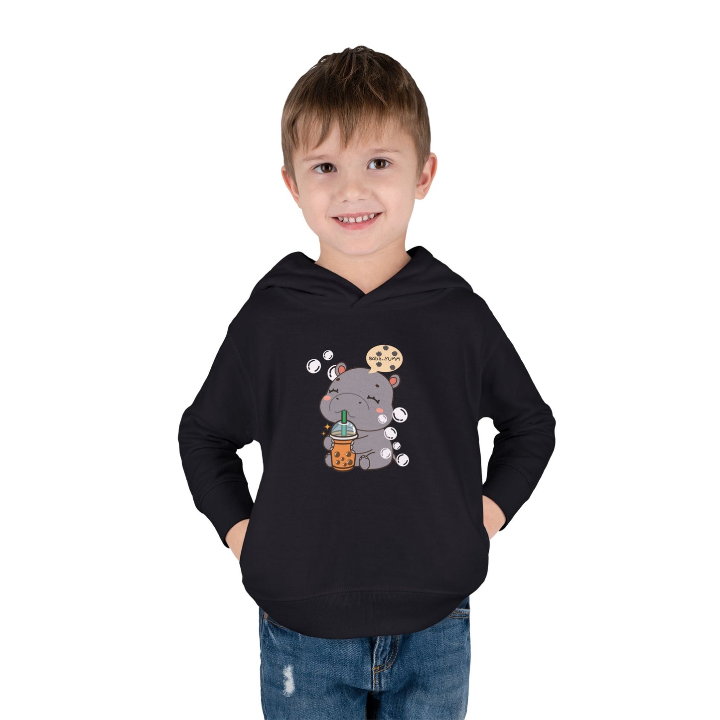 Hippo Bubble Tea Toddler Fleece Hoodie