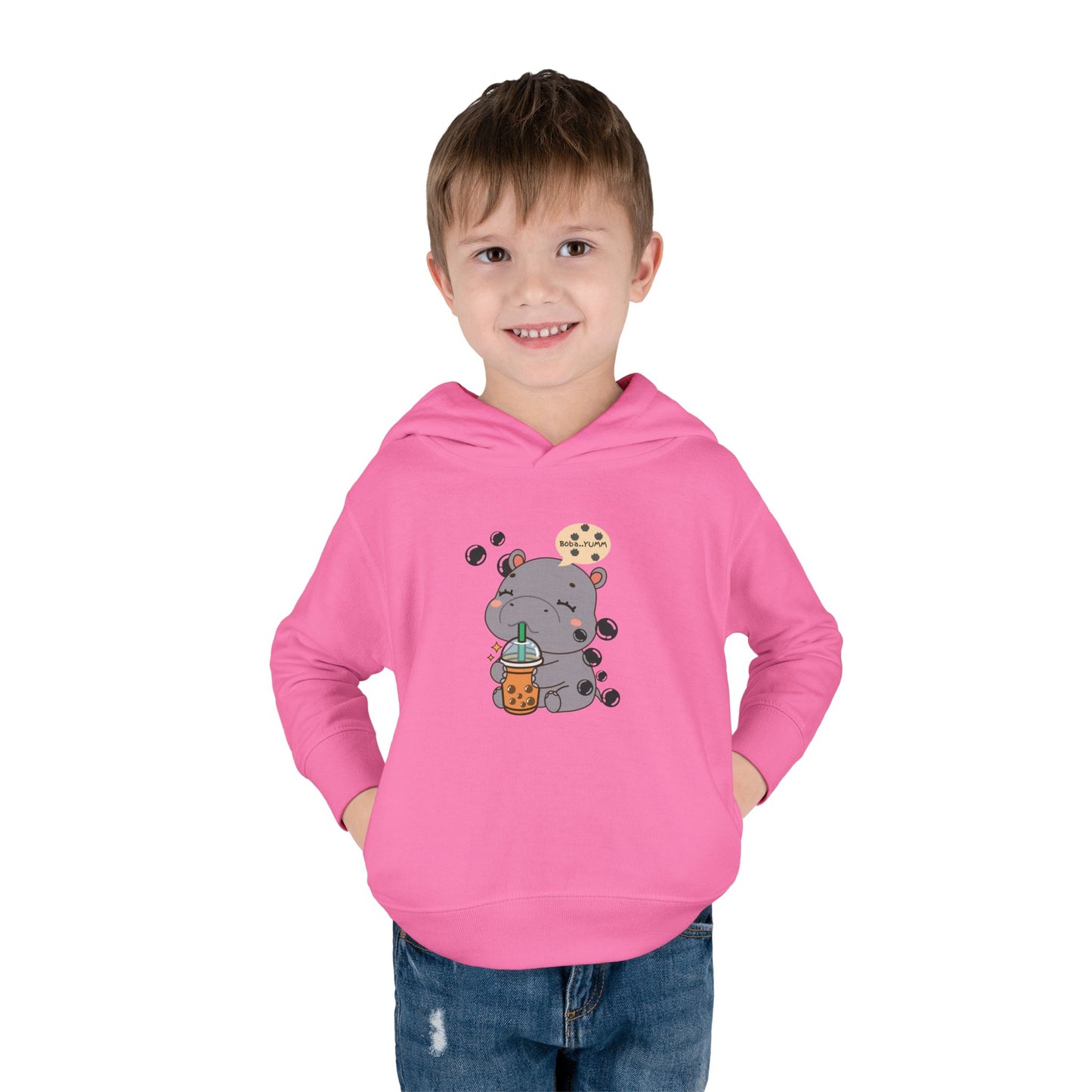 Hippo Bubble Tea Toddler Fleece Hoodie