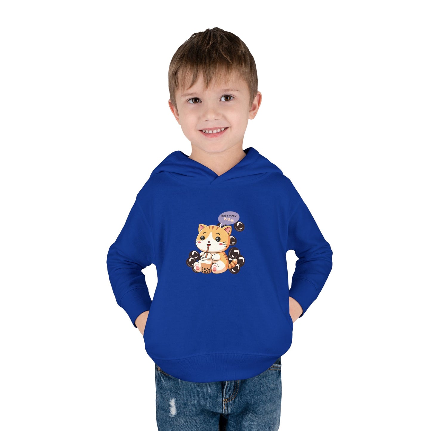 Kitten Bubble Tea Toddler Fleece Hoodie