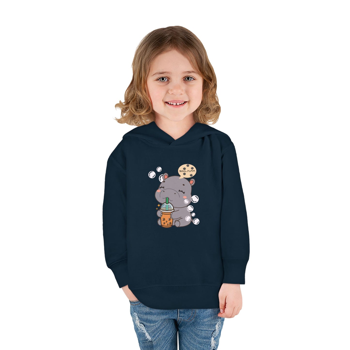 Hippo Bubble Tea Toddler Fleece Hoodie