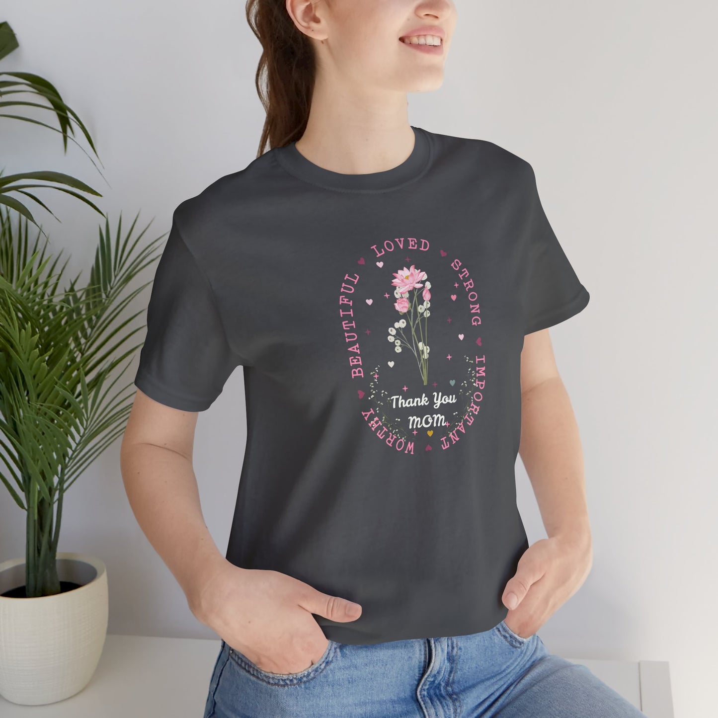 Mom Strength Pink Flower Graphic Tee