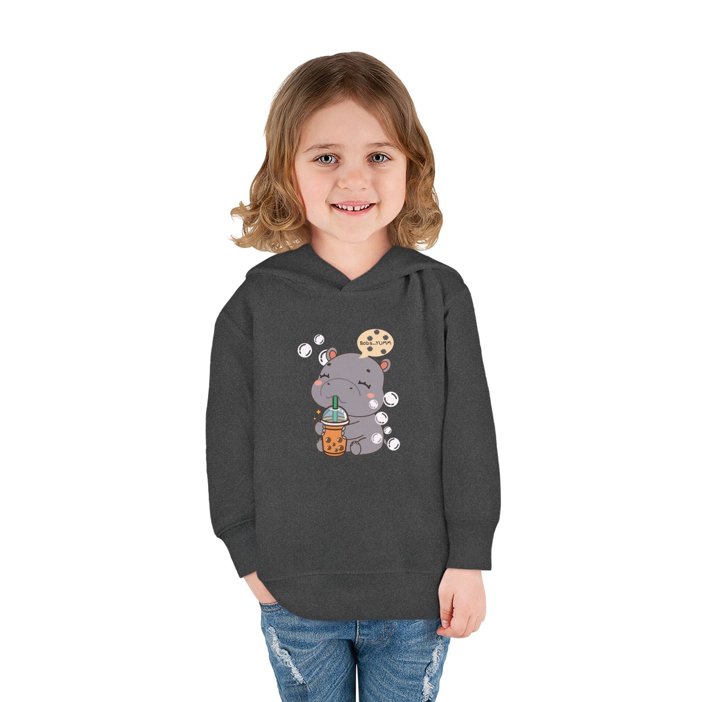 Hippo Bubble Tea Toddler Fleece Hoodie