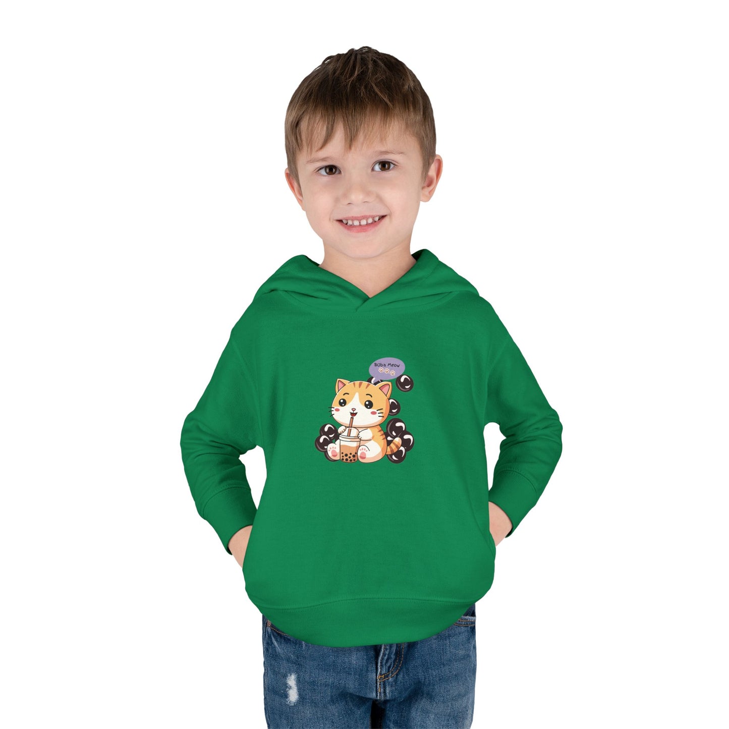 Kitten Bubble Tea Toddler Fleece Hoodie
