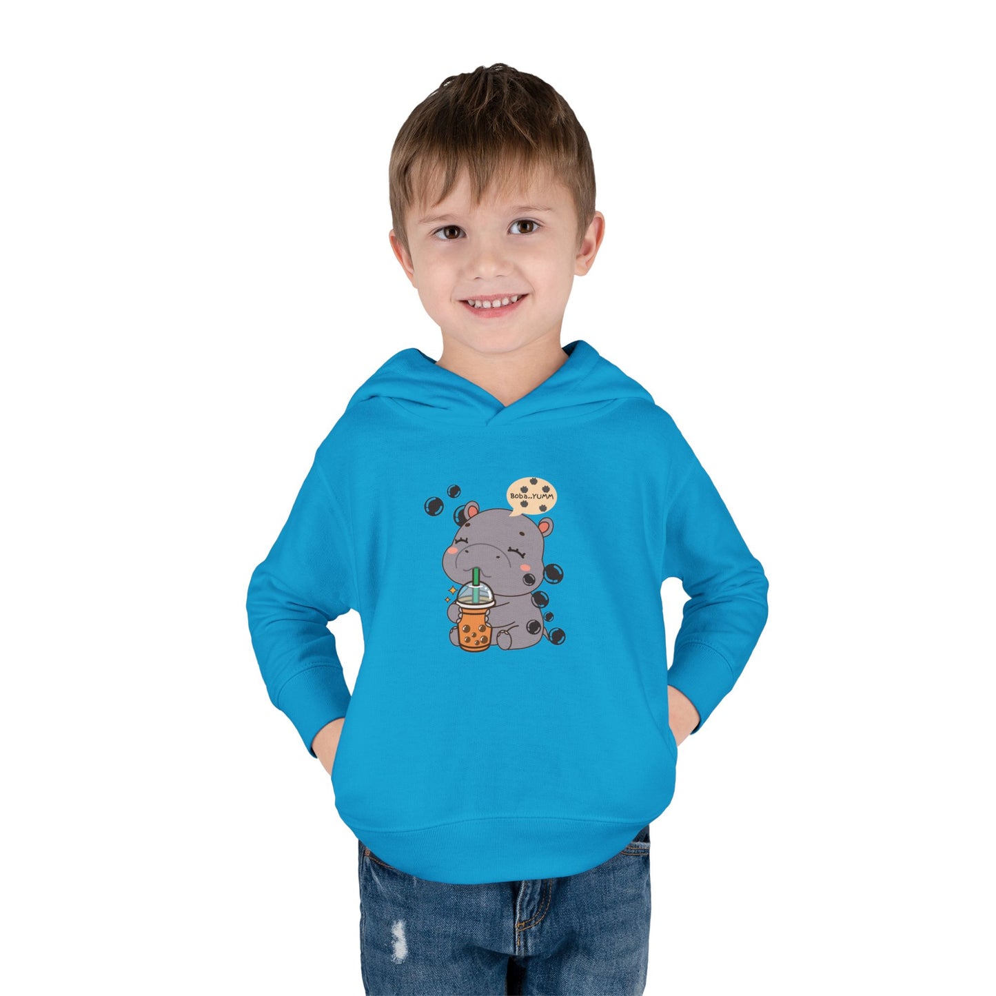 Hippo Bubble Tea Toddler Fleece Hoodie