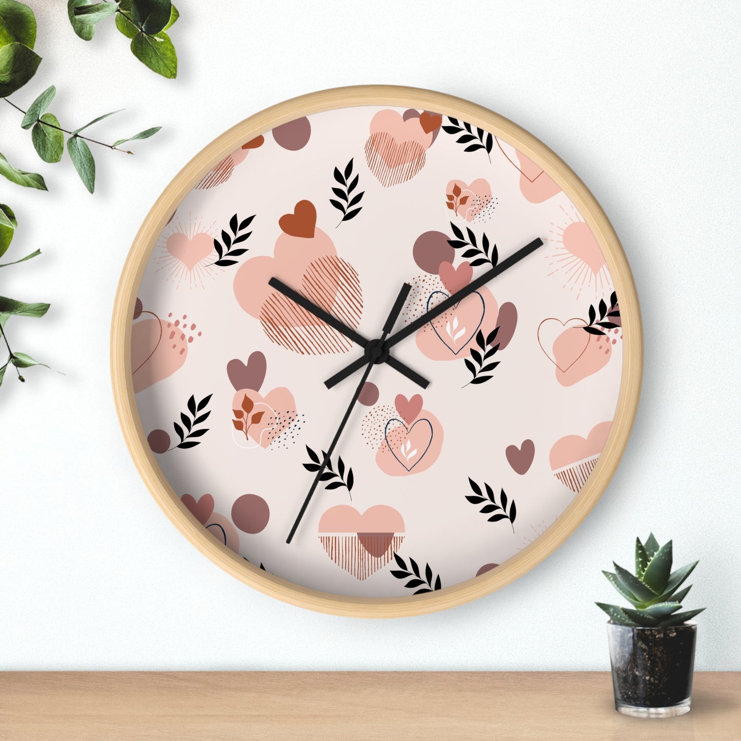 Romantic Heart Pattern Wall Clock
