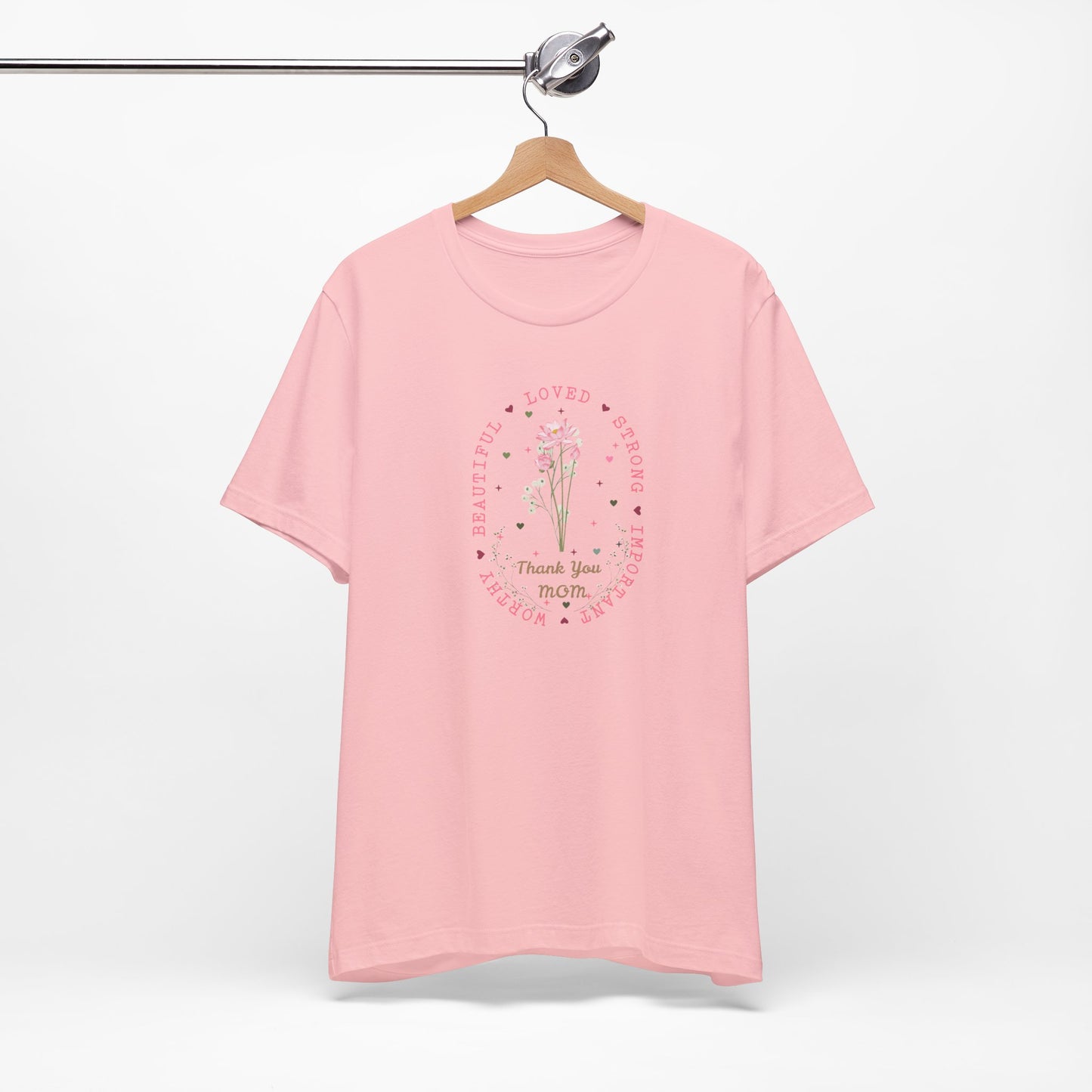 Mom Strength Pink Flower Graphic Tee