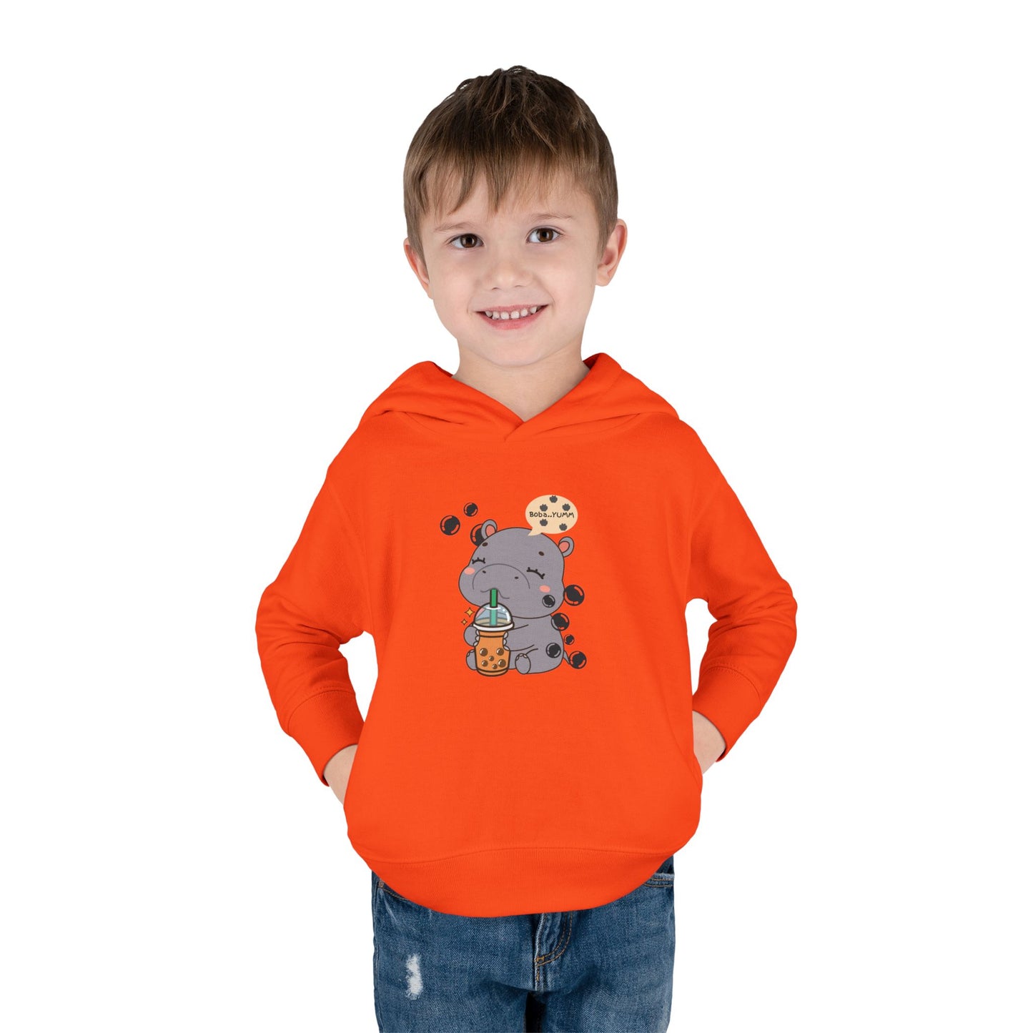 Hippo Bubble Tea Toddler Fleece Hoodie