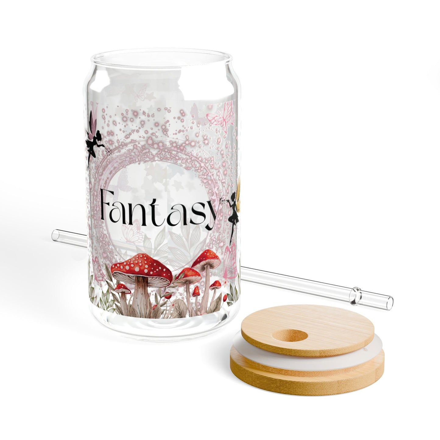 Fantasy Sipper Glass Cup with Lid - 16oz