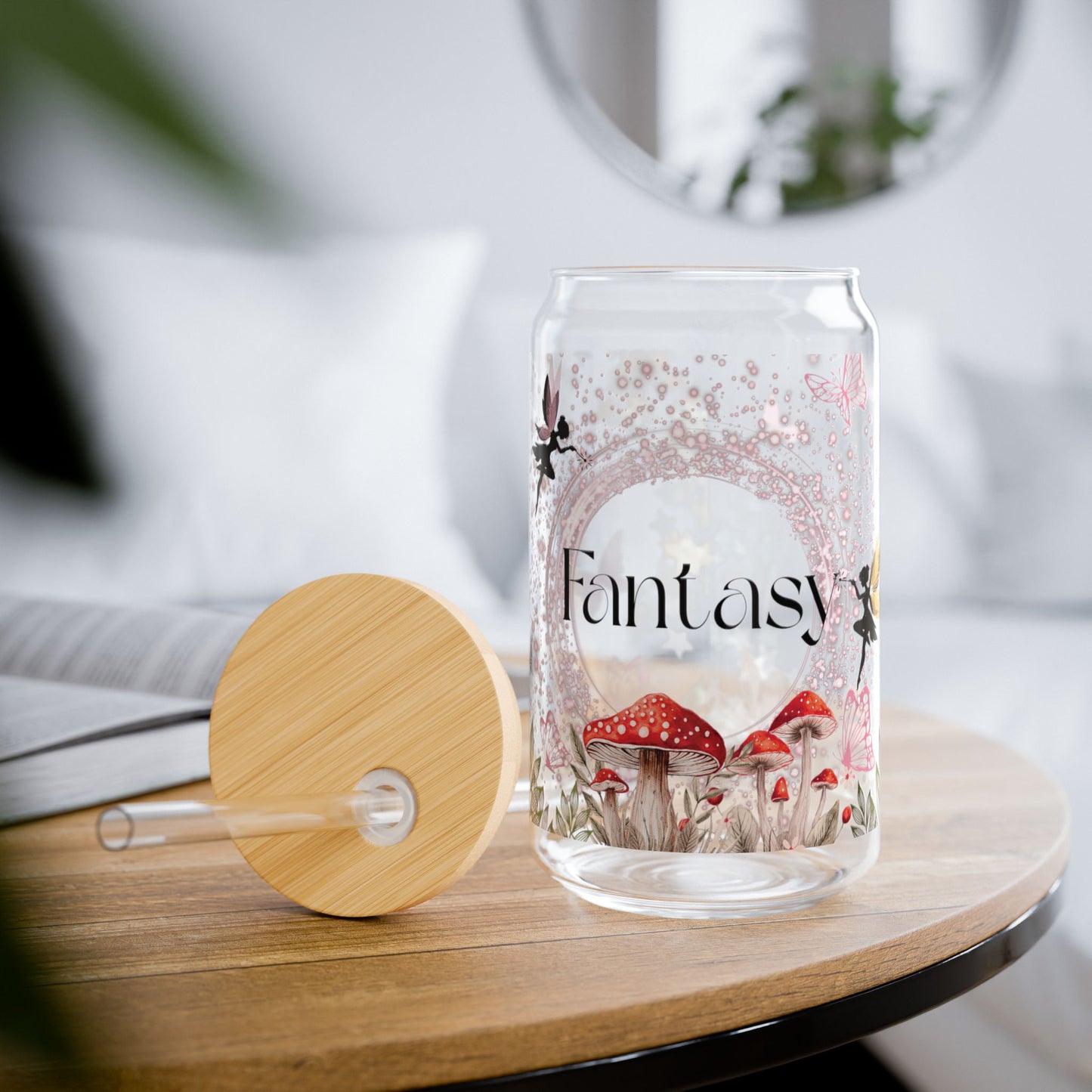 Fantasy Sipper Glass Cup with Lid - 16oz