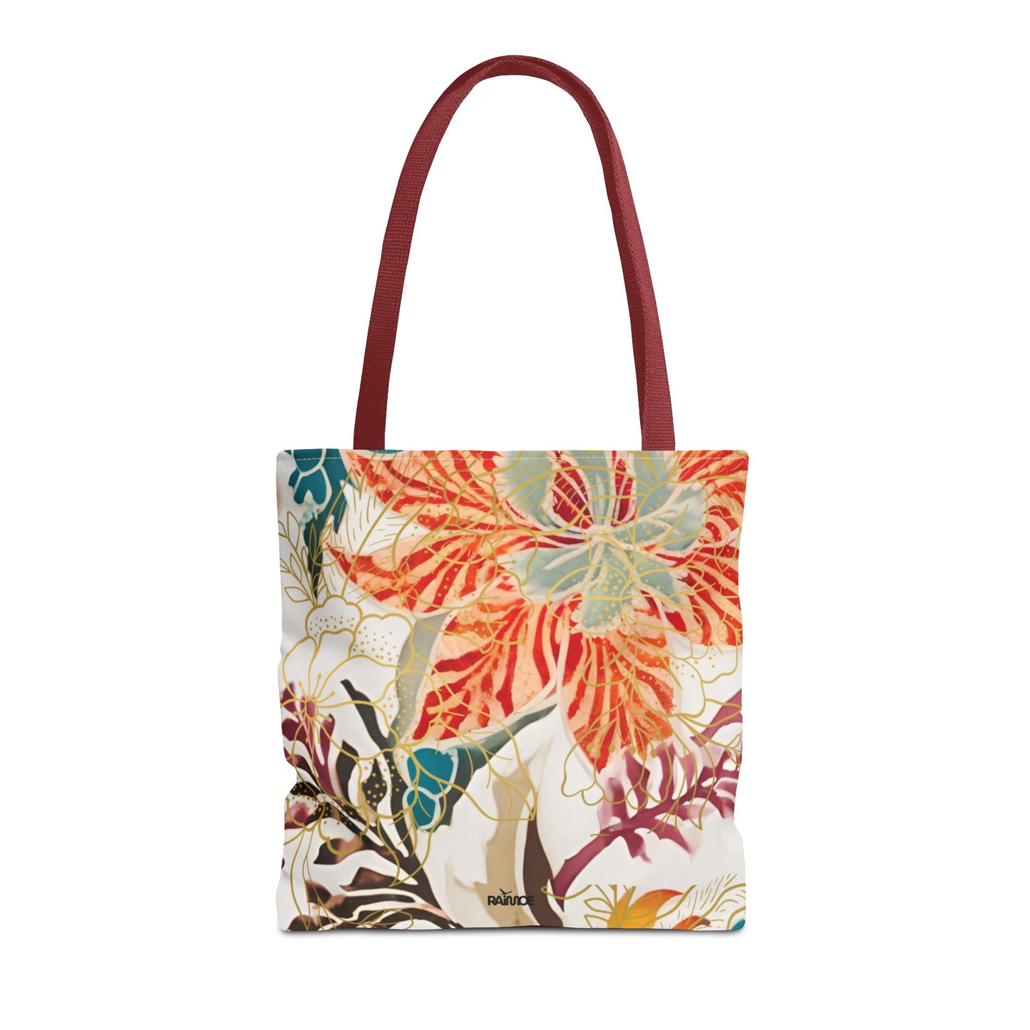 Bolso tote floral color castaño rojizo