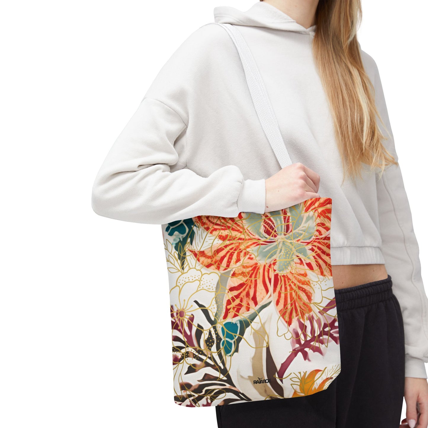 Bolso tote floral color castaño rojizo