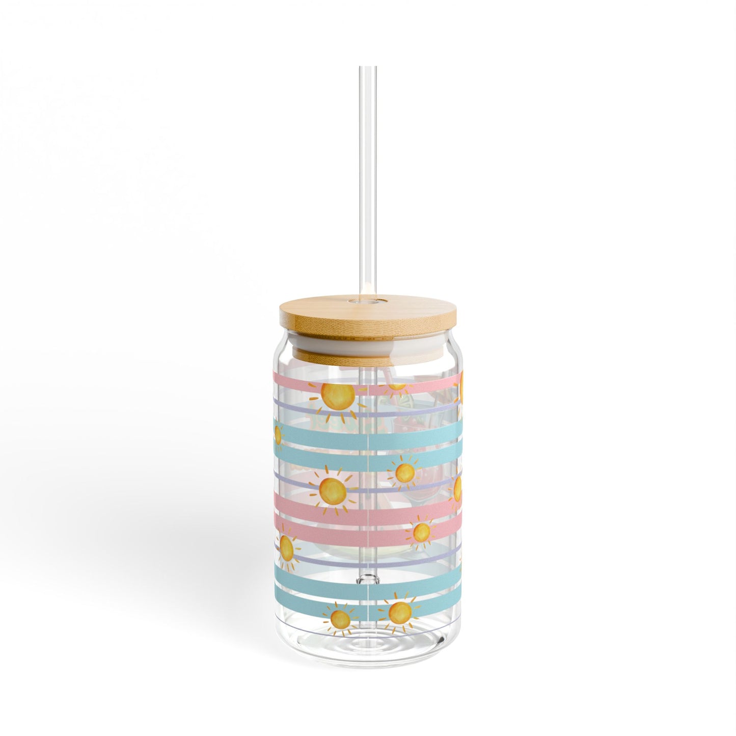 Sweet Summer Vibes Sipper Glass Cup with Lid - 16oz
