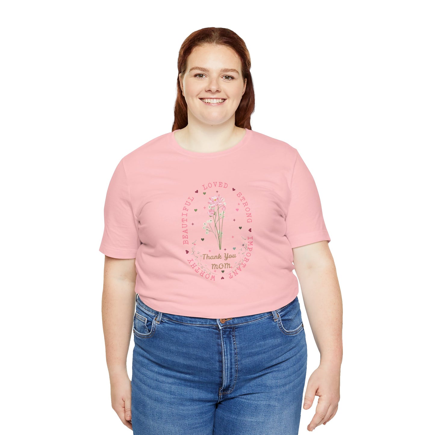 Mom Strength Pink Flower Graphic Tee