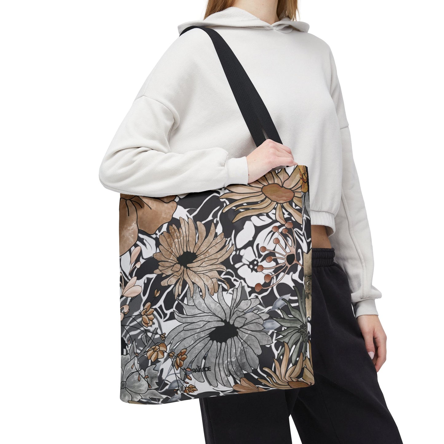 Bolsa de mano rústica con flores