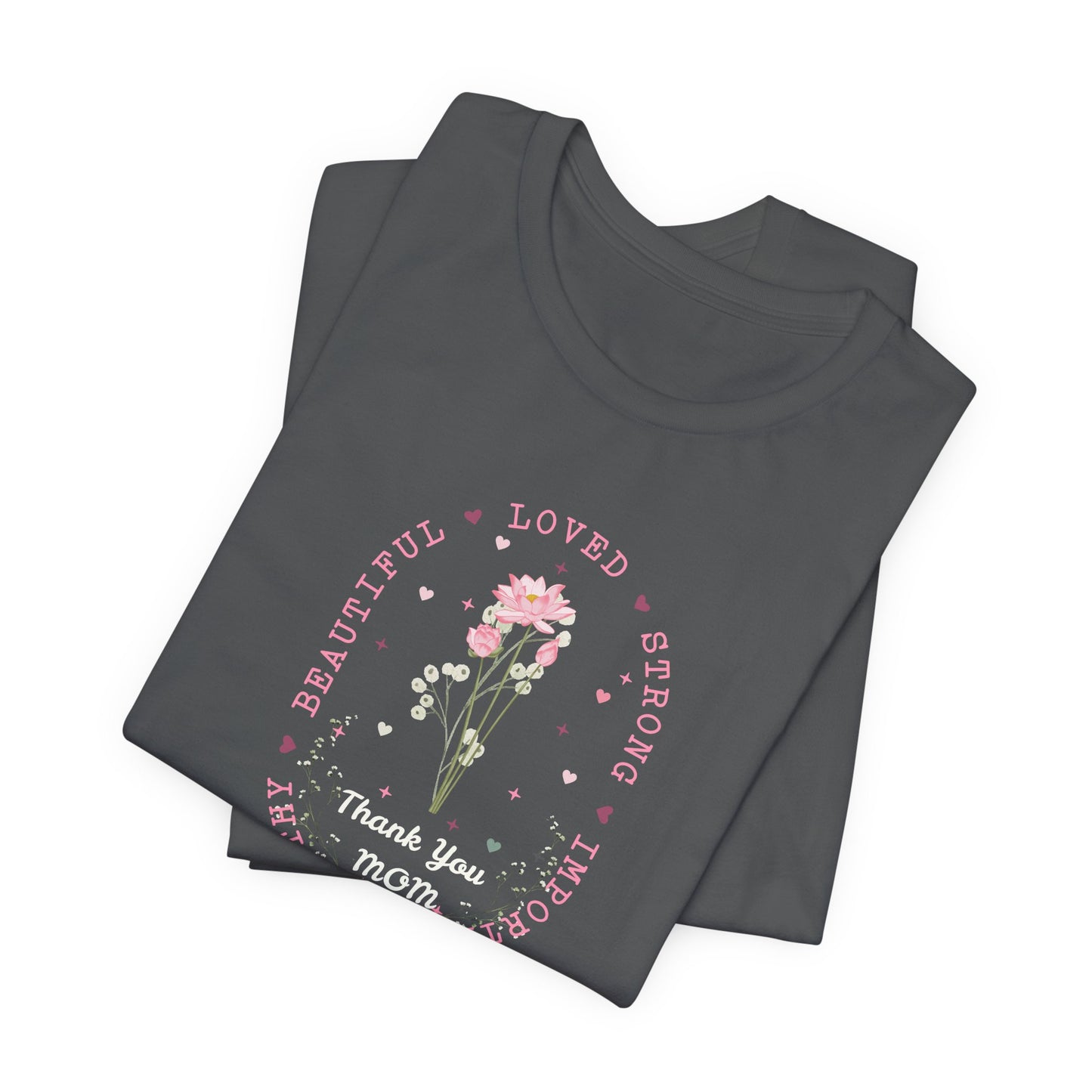 Mom Strength Pink Flower Graphic Tee