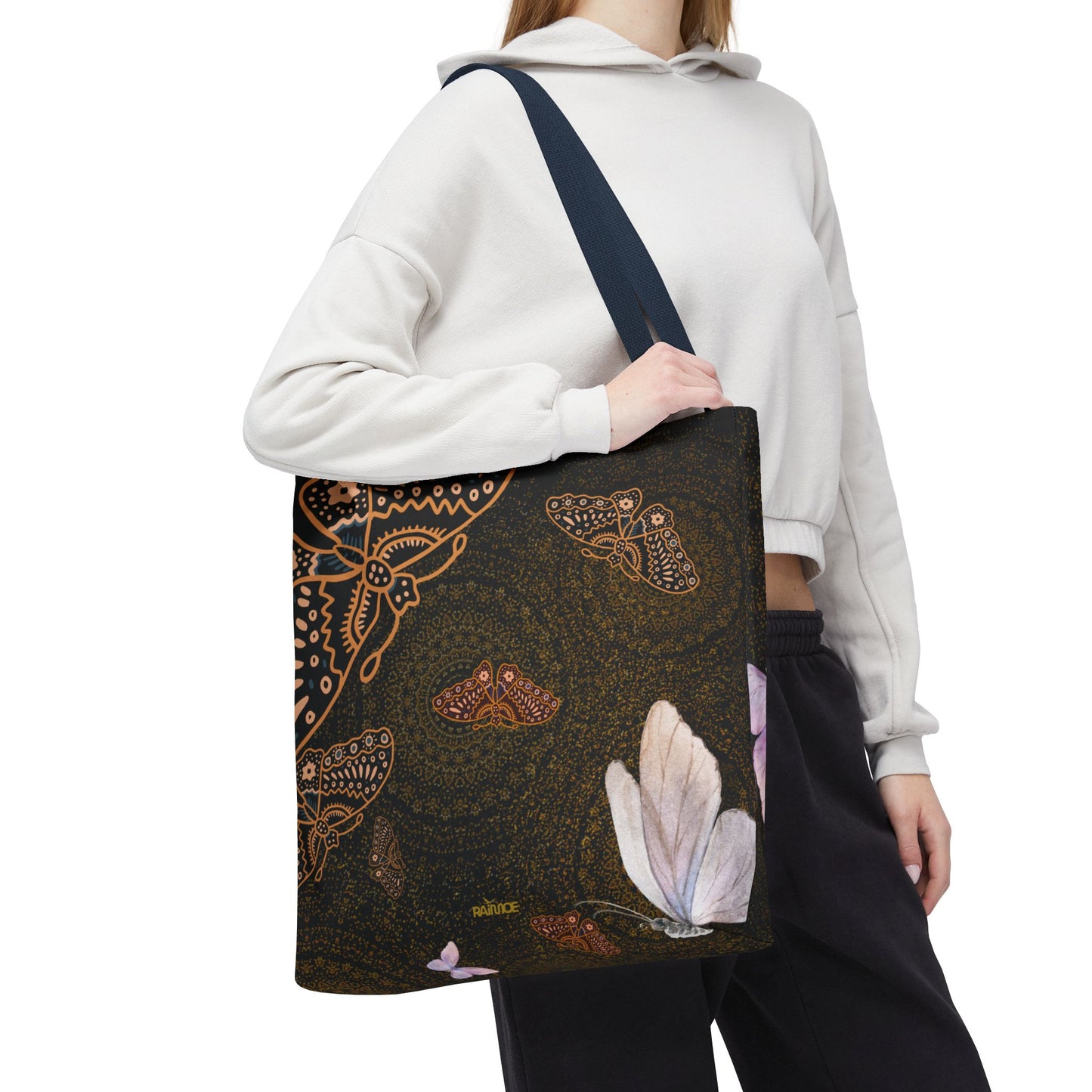 Bolsa de mano con mariposas en espiral