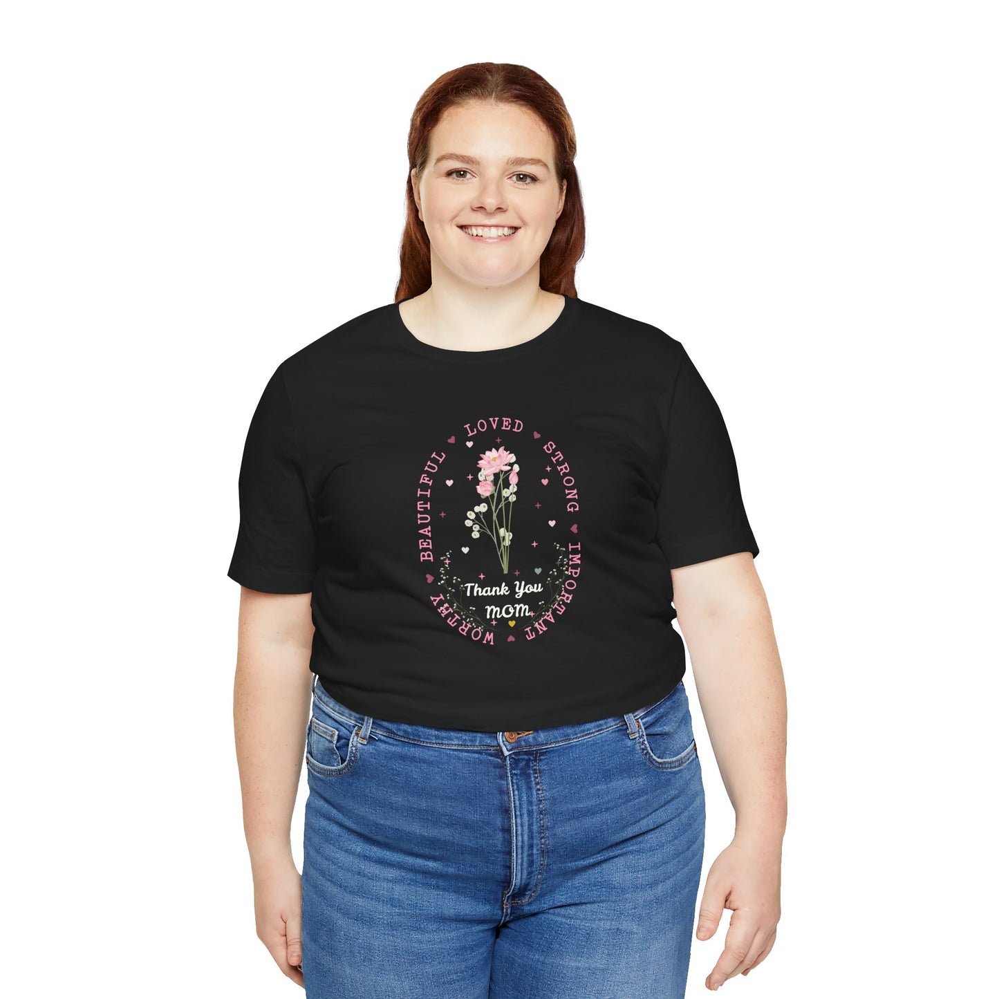 Mom Strength Pink Flower Graphic Tee