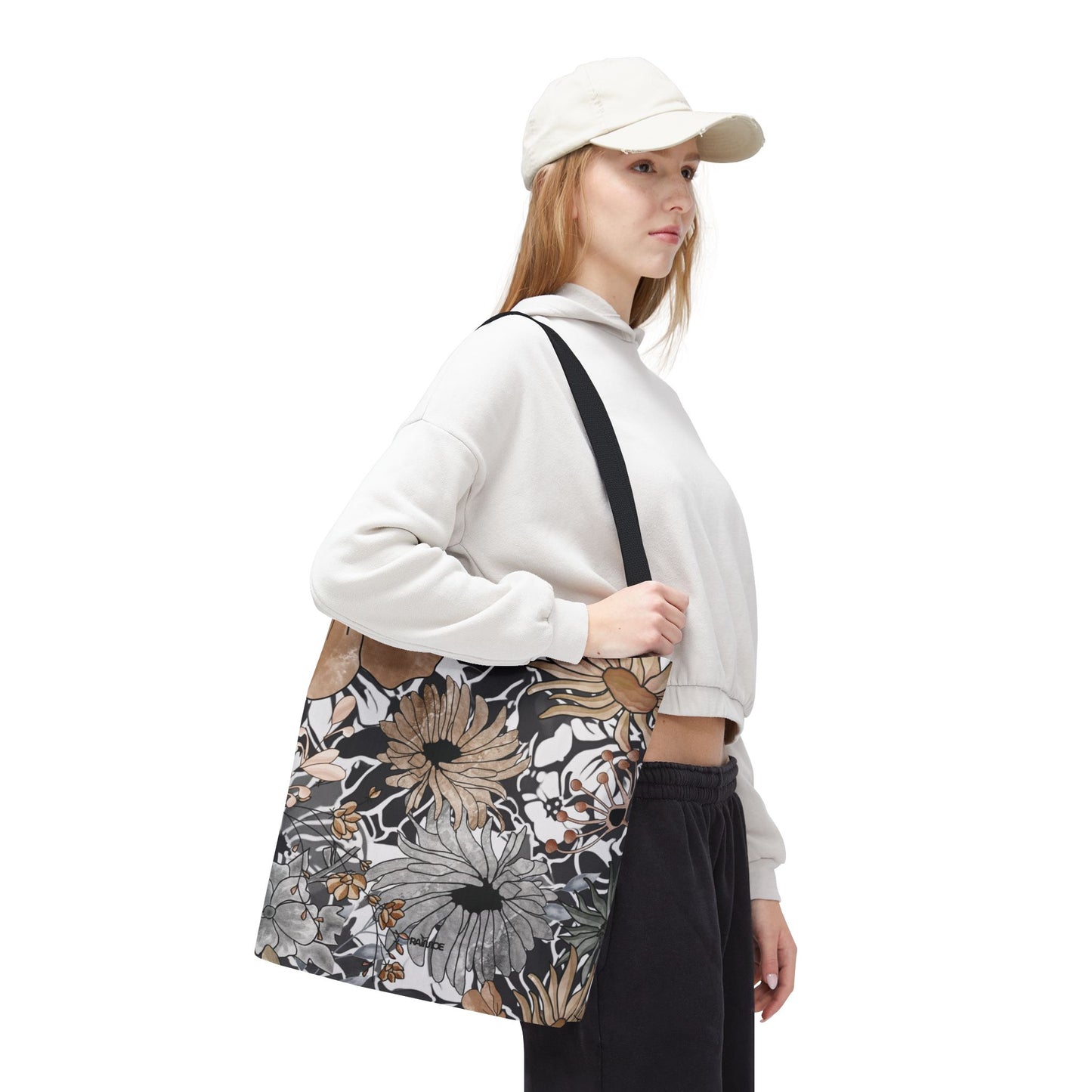 Bolsa de mano rústica con flores