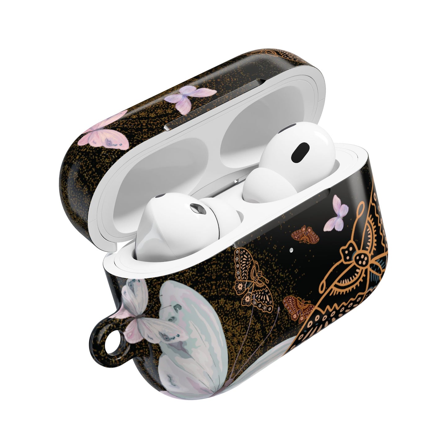 Estuche para AirPods Pro Gen 2 con diseño de mariposa espiral