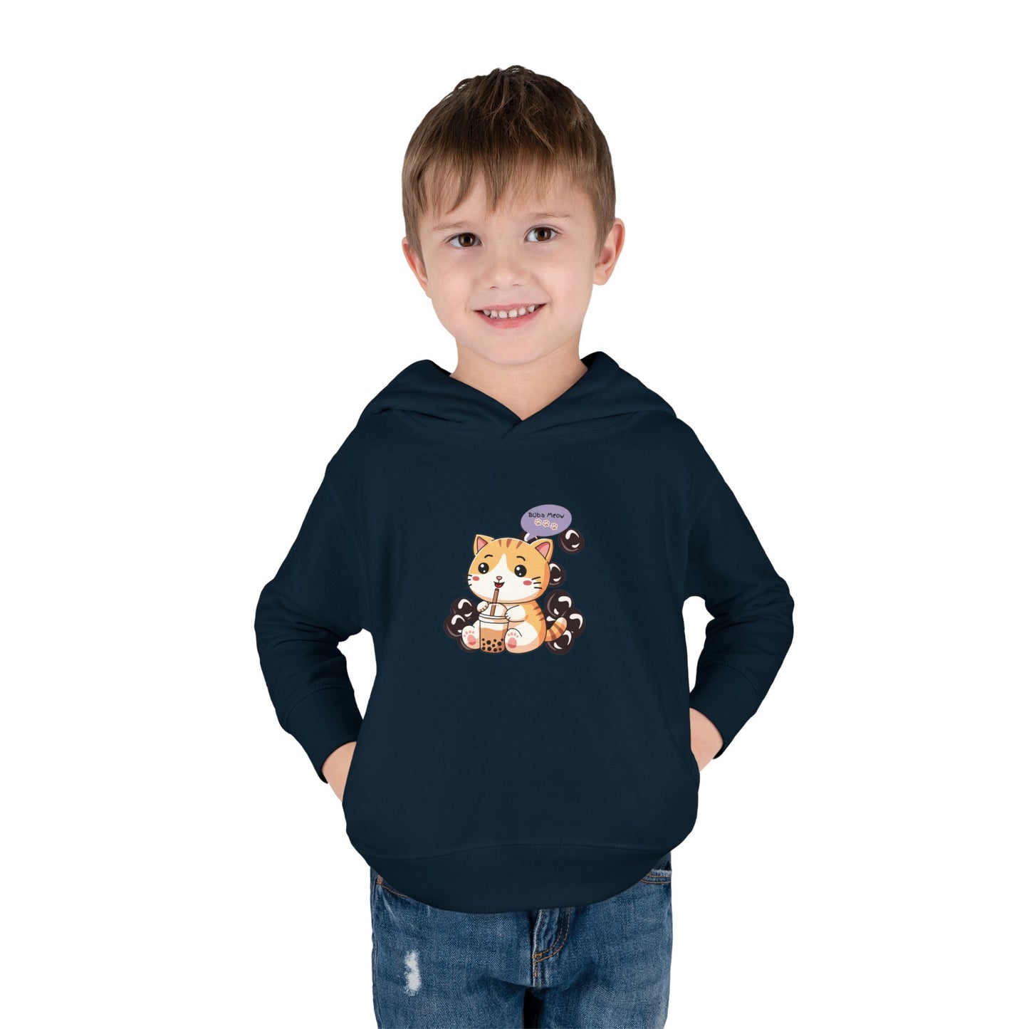 Kitten Bubble Tea Toddler Fleece Hoodie