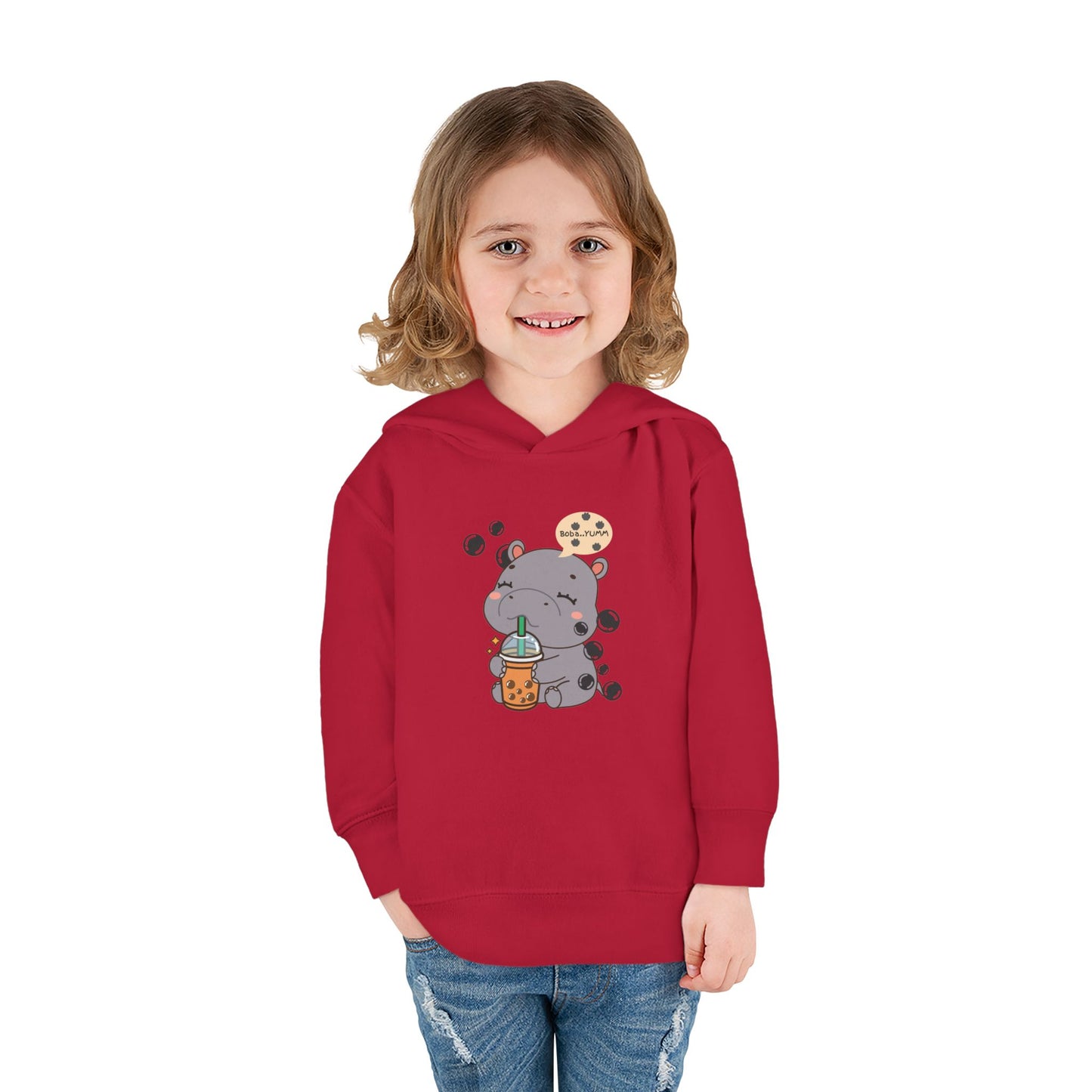 Hippo Bubble Tea Toddler Fleece Hoodie