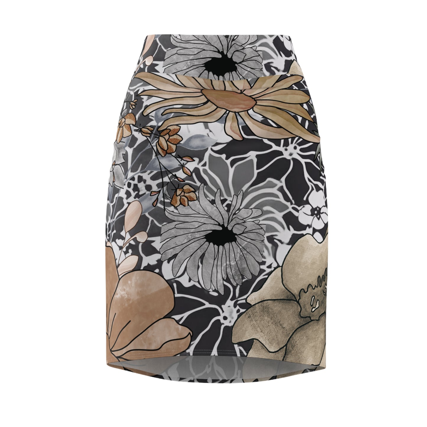 Falda tubo rústica con estampado floral para mujer