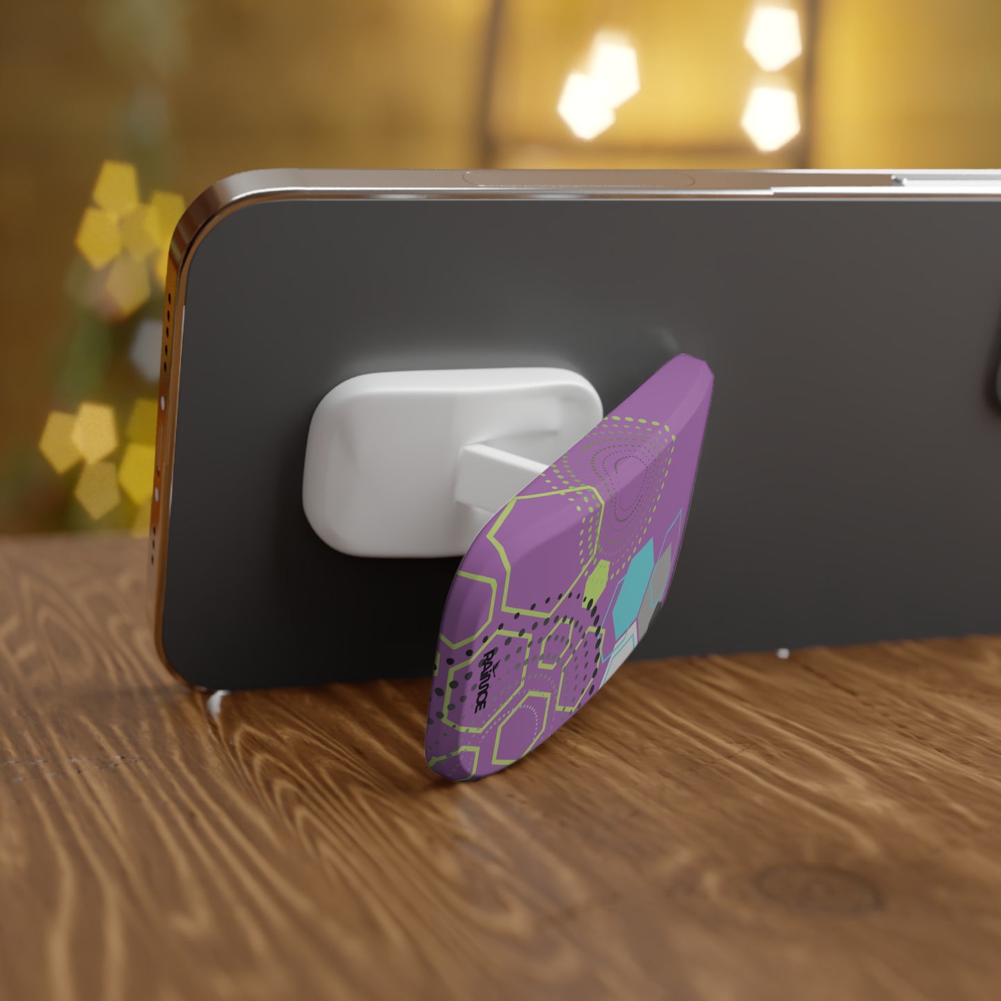 Agarre de clic para teléfono hexagonal morado