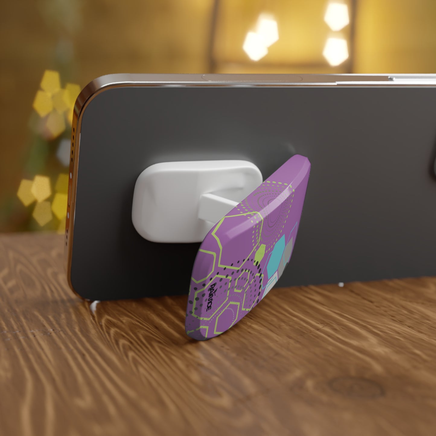 Agarre de clic para teléfono hexagonal morado