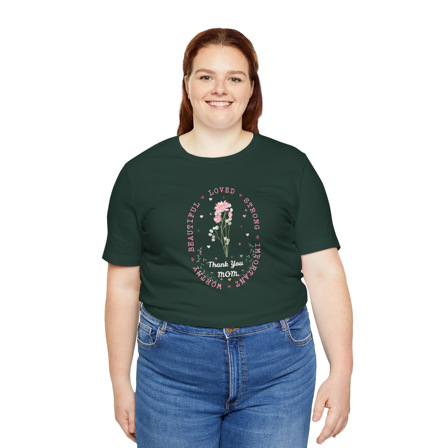 Mom Strength Pink Flower Graphic Tee