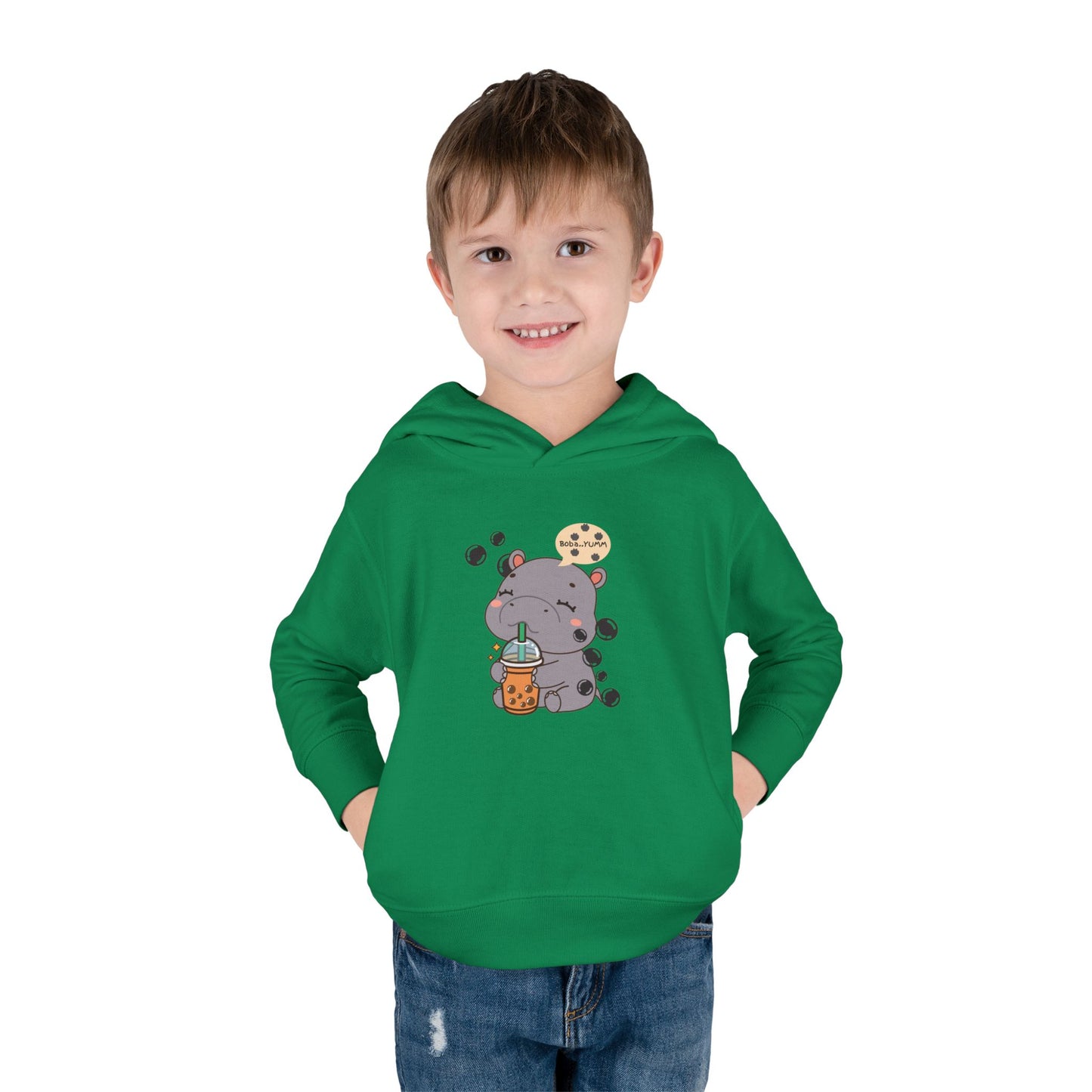 Hippo Bubble Tea Toddler Fleece Hoodie