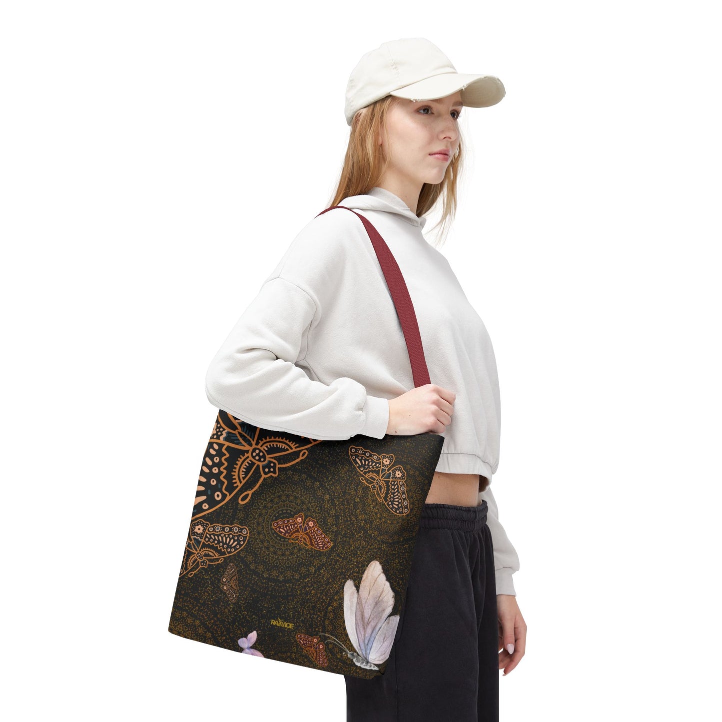 Bolsa de mano con mariposas en espiral