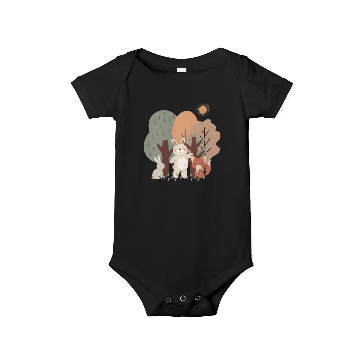 Woodland Animal Short-Sleeve Bodysuit