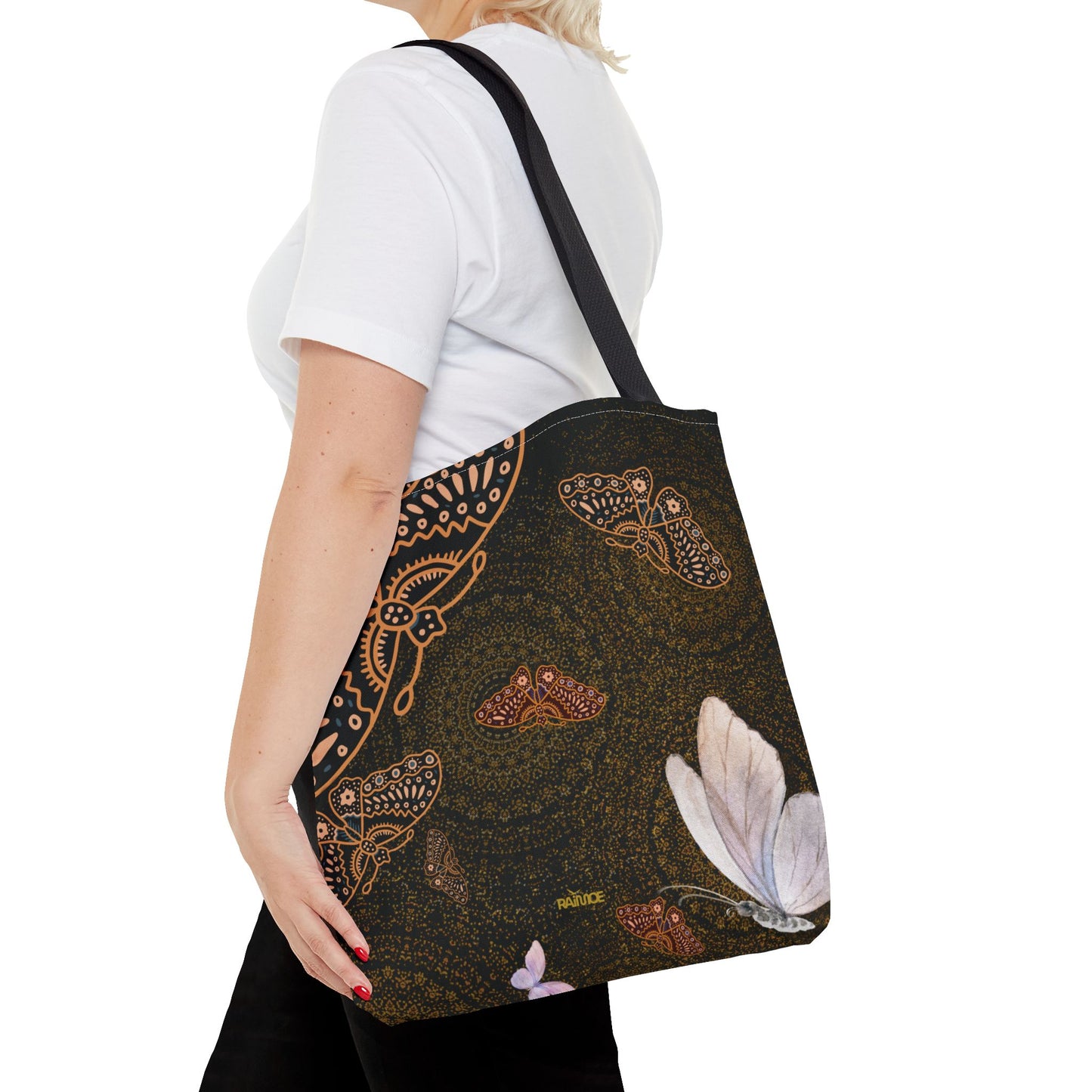 Bolsa de mano con mariposas en espiral