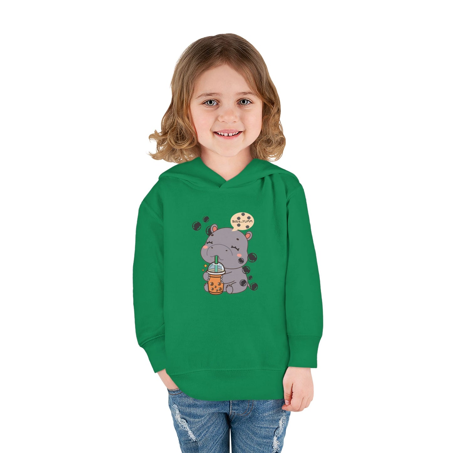 Hippo Bubble Tea Toddler Fleece Hoodie