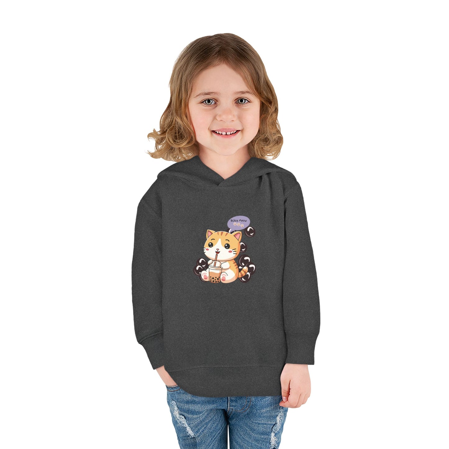 Kitten Bubble Tea Toddler Fleece Hoodie