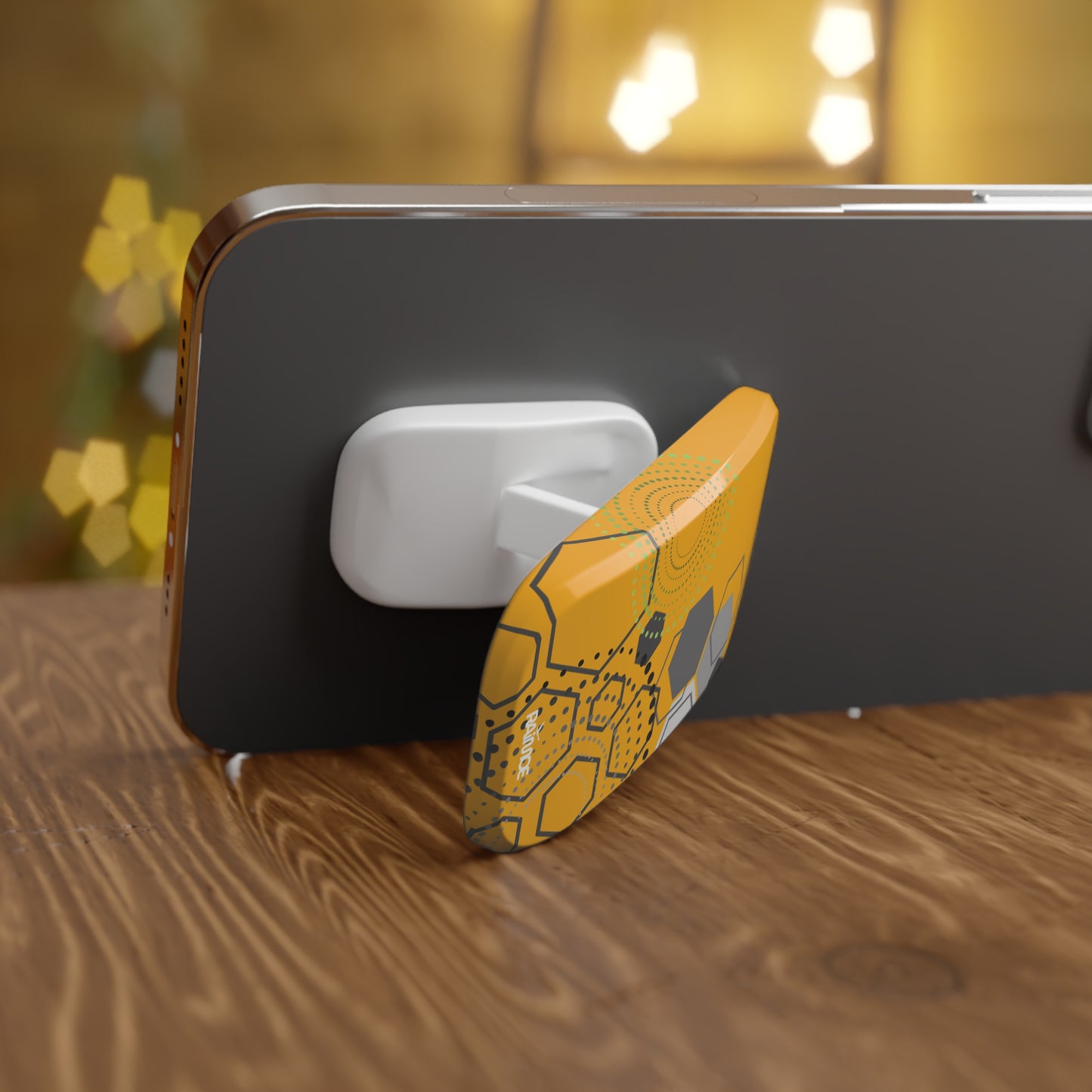 Agarre de clic para teléfono hexagonal amarillo