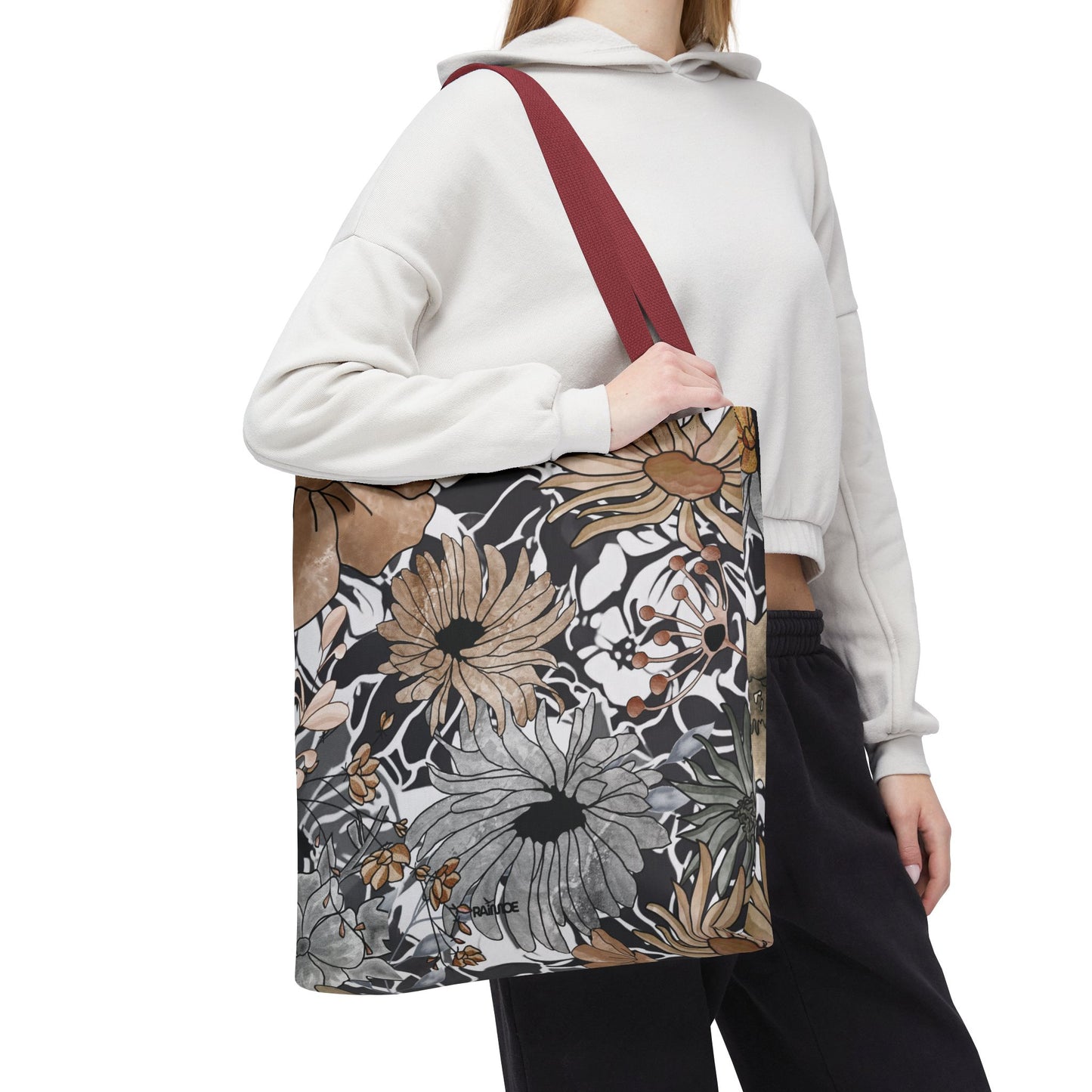 Bolsa de mano rústica con flores