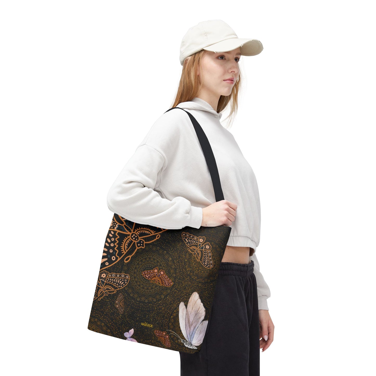 Bolsa de mano con mariposas en espiral