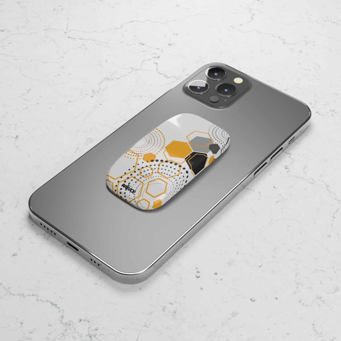 Agarre de clic para teléfono hexagonal blanco