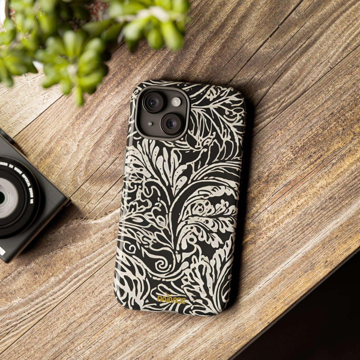 Funda resistente para iPhone (brillante) con diseño de hoja de arce