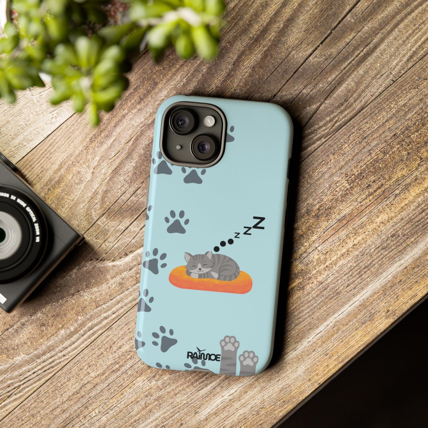 Snoozy Kitty - Funda resistente para iPhone (brillante)
