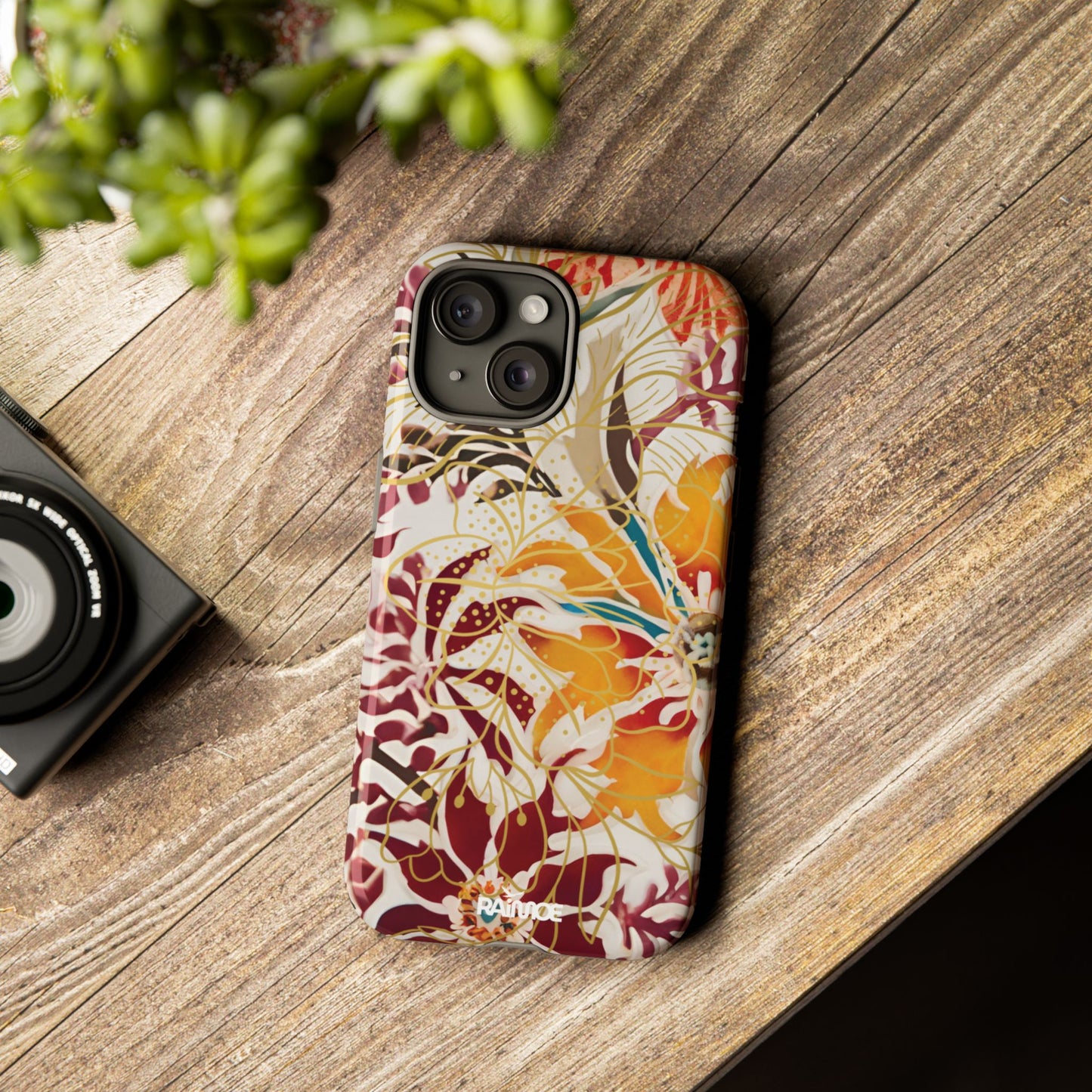Auburn Floral - Funda resistente para iPhone (brillante)