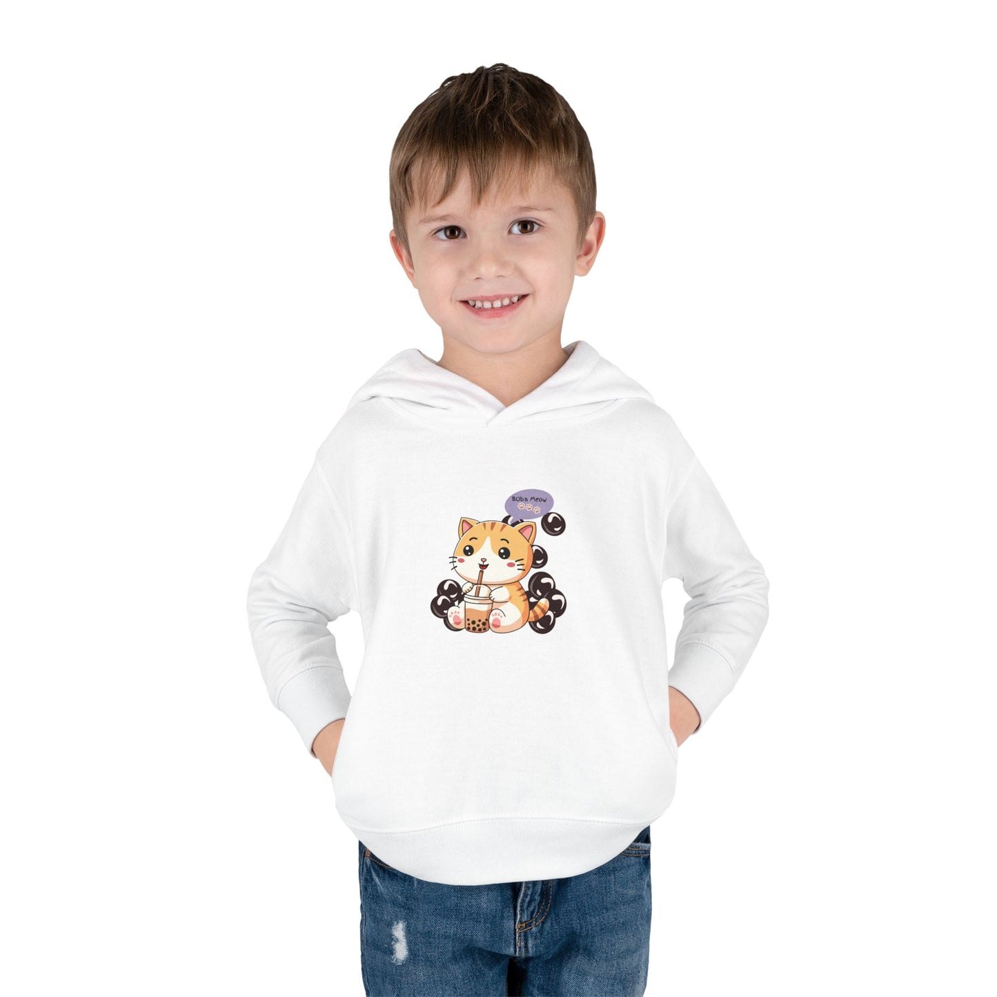 Kitten Bubble Tea Toddler Fleece Hoodie