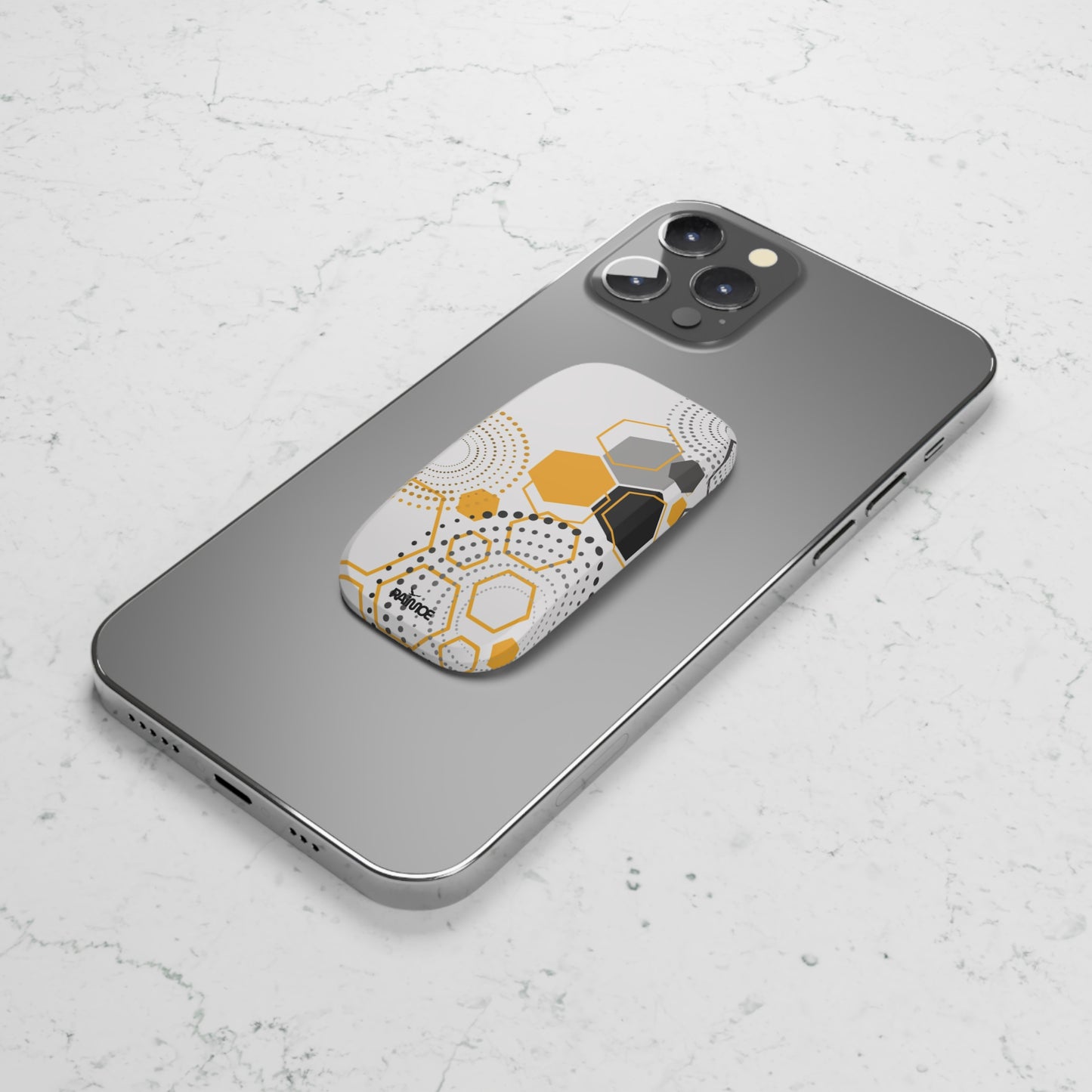 Agarre de clic para teléfono hexagonal blanco