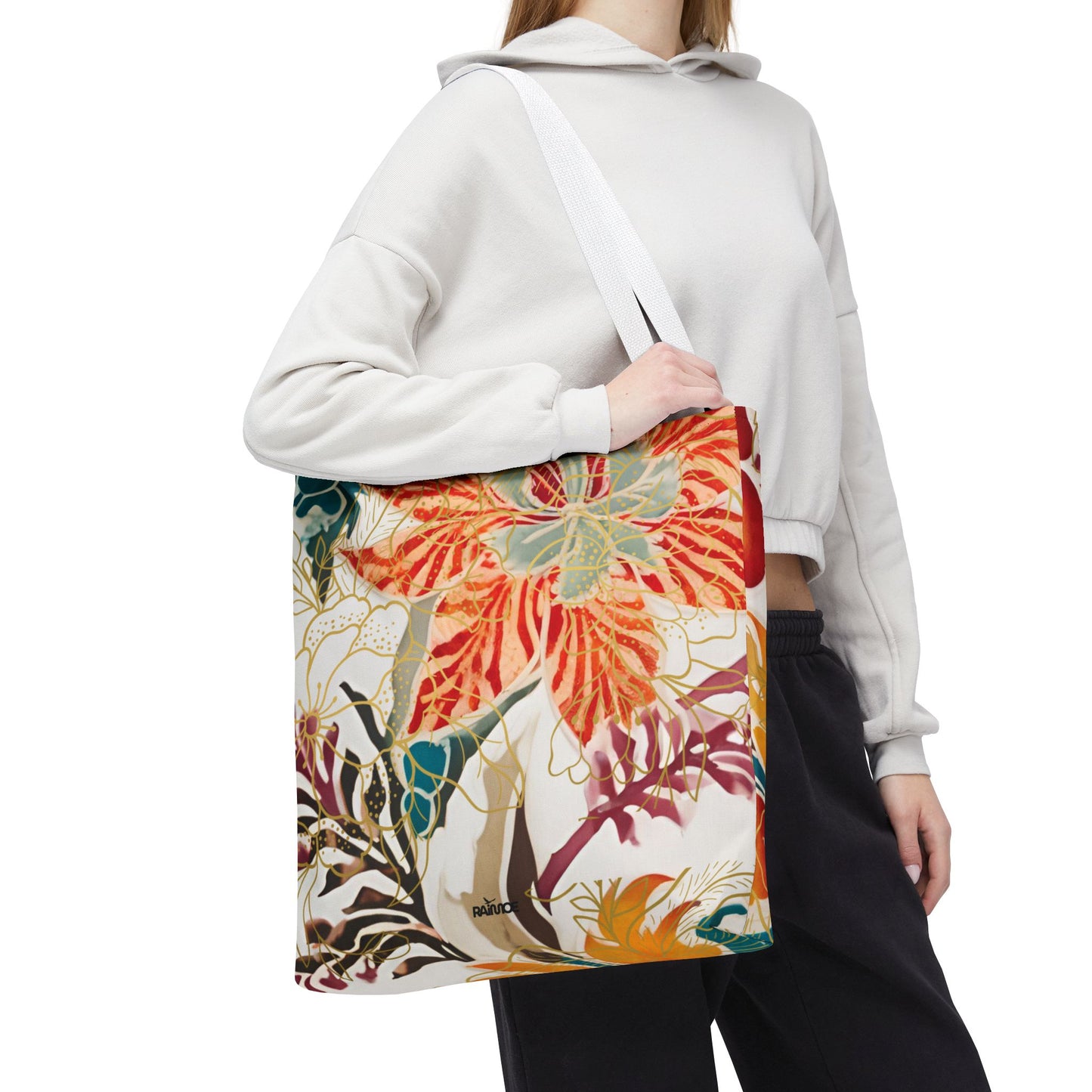 Bolso tote floral color castaño rojizo