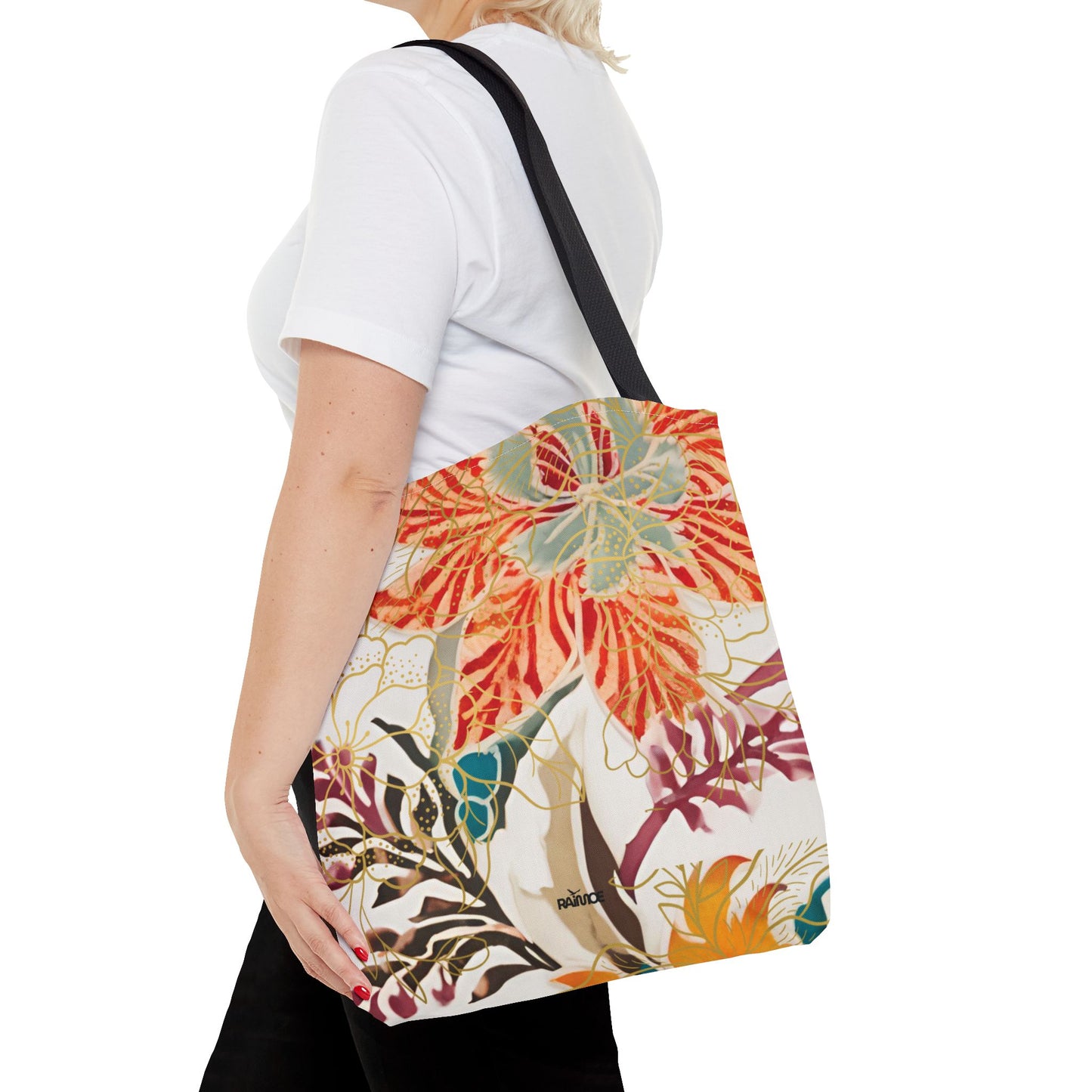 Bolso tote floral color castaño rojizo