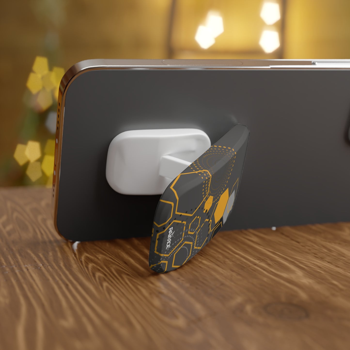 Agarre de clic para teléfono hexagonal gris
