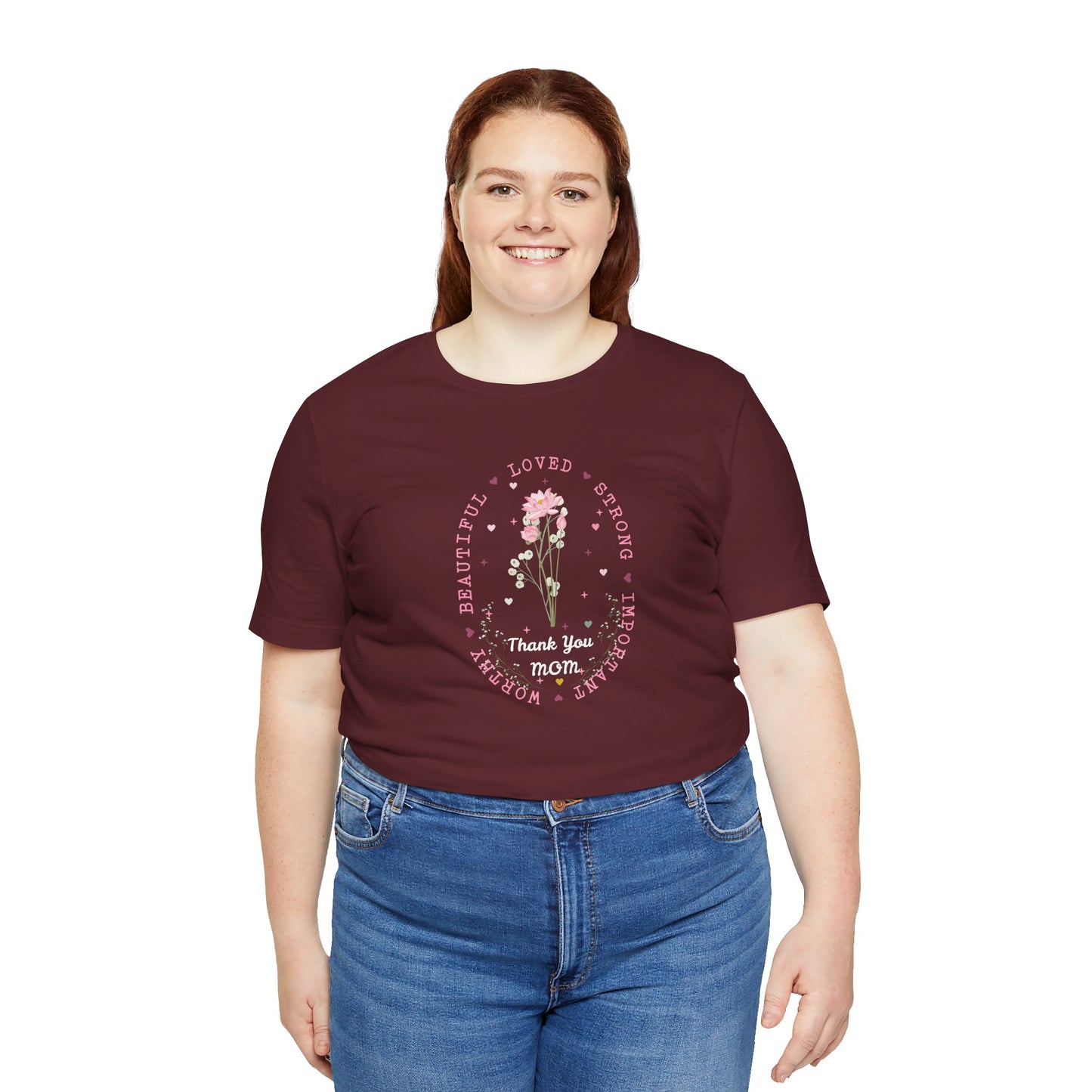 Mom Strength Pink Flower Graphic Tee