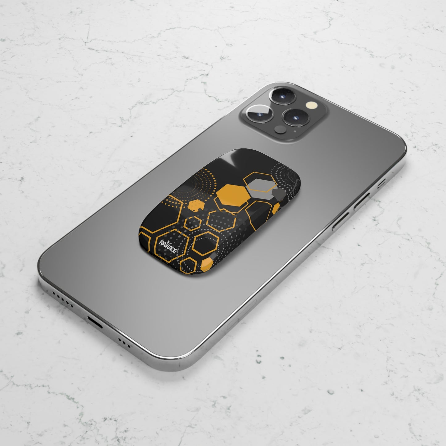 Agarre hexagonal negro con clic para teléfono