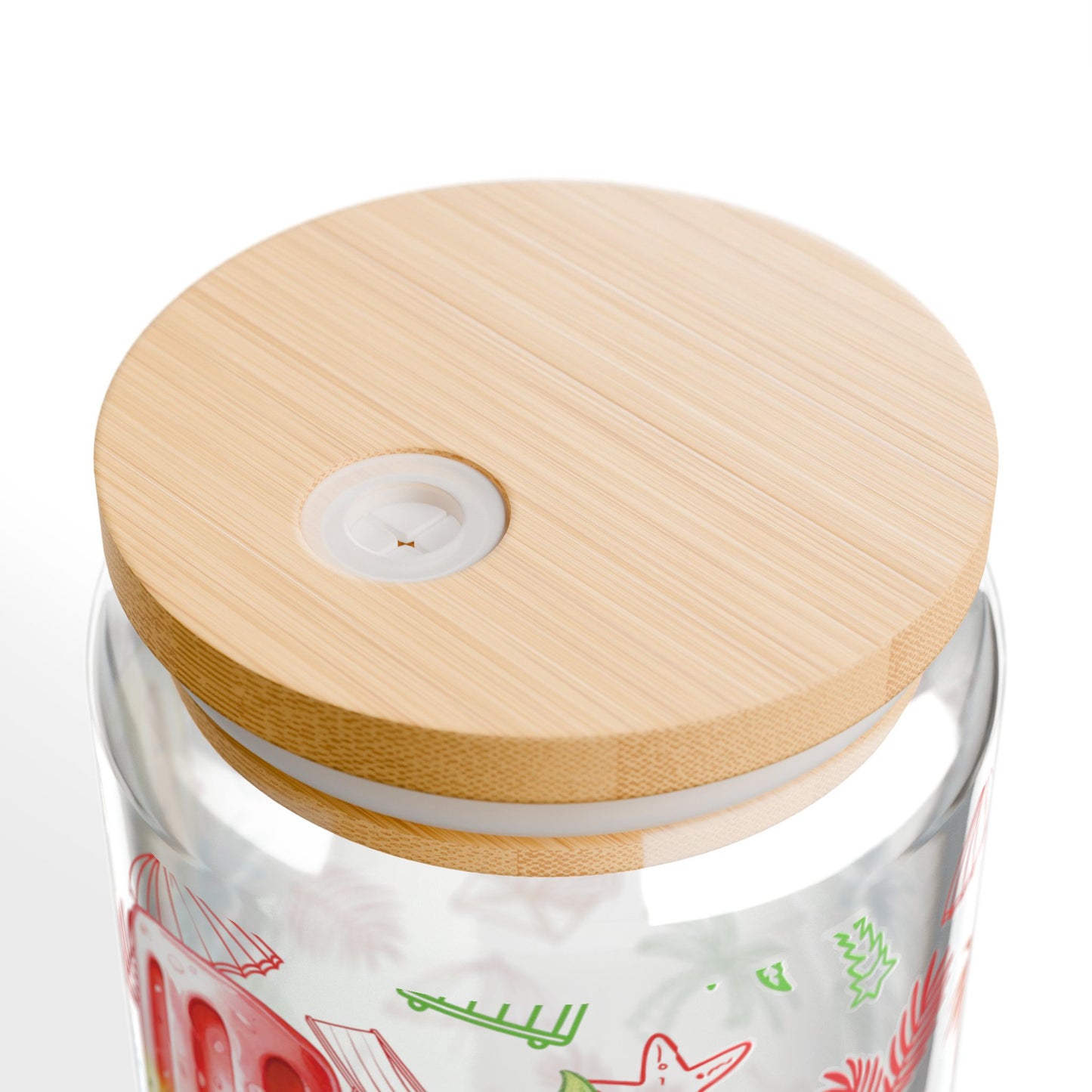 Hello Summer Sipper Glass Cup with Lid - 16 oz
